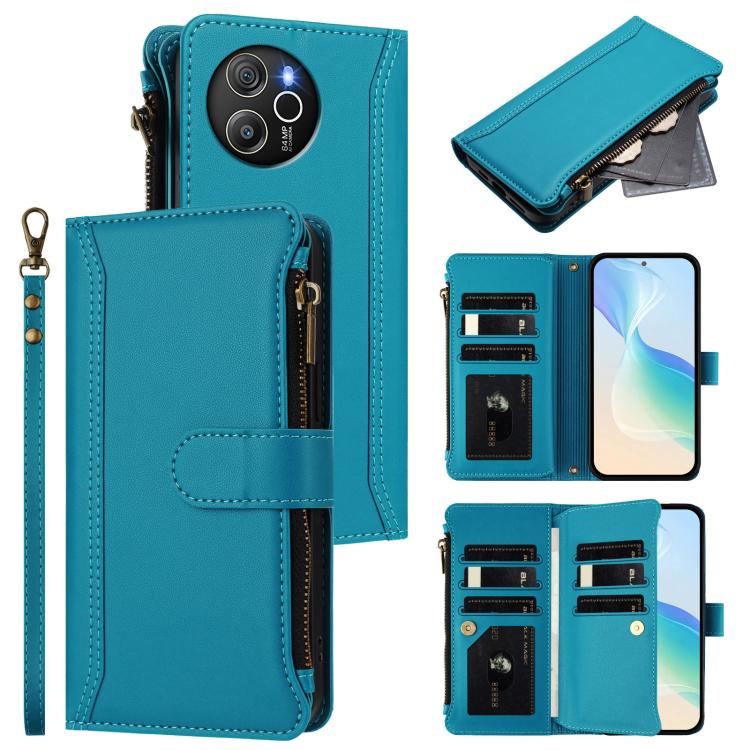 Magnetic Closure 9 Card Slots Zipper Leather Case with Hand Strap, For Blackview Oscal Flat 1C, For Blackview Wave 6C, For Blackview Shark 8 / Oscal Tiger 12, For Blackview A52 / A52 Pro