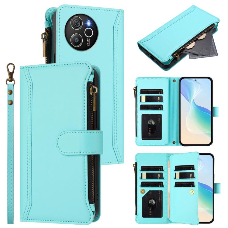 Magnetic Closure 9 Card Slots Zipper Leather Case with Hand Strap, For Blackview Oscal Flat 1C, For Blackview Wave 6C, For Blackview Shark 8 / Oscal Tiger 12, For Blackview A52 / A52 Pro