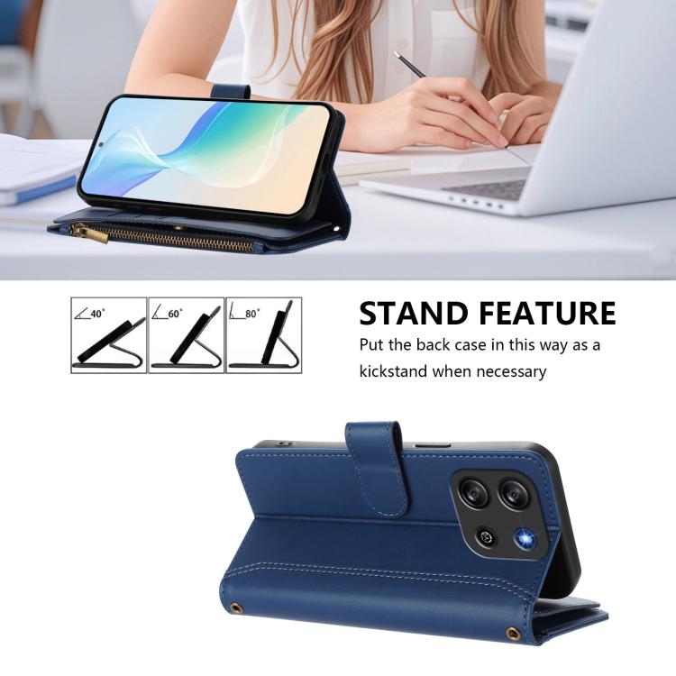 Magnetic Closure 9 Card Slots Zipper Leather Case with Hand Strap, For Blackview Oscal Flat 1C, For Blackview Wave 6C, For Blackview Shark 8 / Oscal Tiger 12, For Blackview A52 / A52 Pro