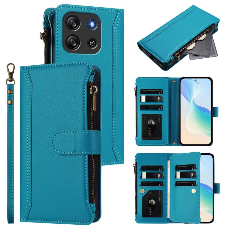 Magnetic Closure 9 Card Slots Zipper Leather Case with Hand Strap, For Blackview Oscal Flat 1C, For Blackview Wave 6C, For Blackview Shark 8 / Oscal Tiger 12, For Blackview A52 / A52 Pro