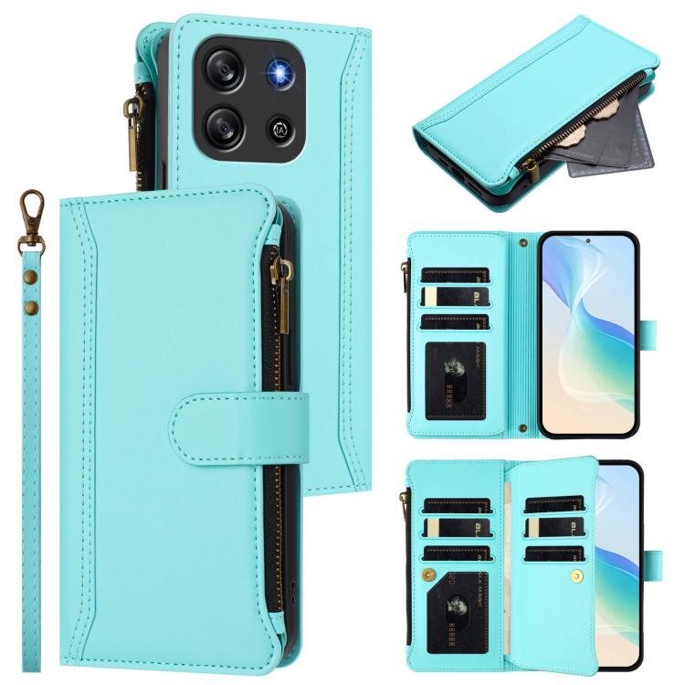 Magnetic Closure 9 Card Slots Zipper Leather Case with Hand Strap, For Blackview Oscal Flat 1C, For Blackview Wave 6C, For Blackview Shark 8 / Oscal Tiger 12, For Blackview A52 / A52 Pro