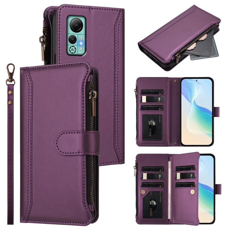 Magnetic Closure 9 Card Slots Zipper Leather Case with Hand Strap, For Ulefone Note 17 Pro, For Ulefone Note 16 Pro, For Ulefone Note 14
