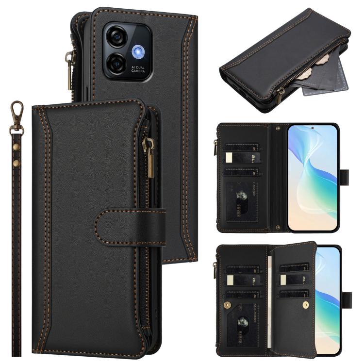Magnetic Closure 9 Card Slots Zipper Leather Case with Hand Strap, For Ulefone Note 17 Pro, For Ulefone Note 16 Pro, For Ulefone Note 14