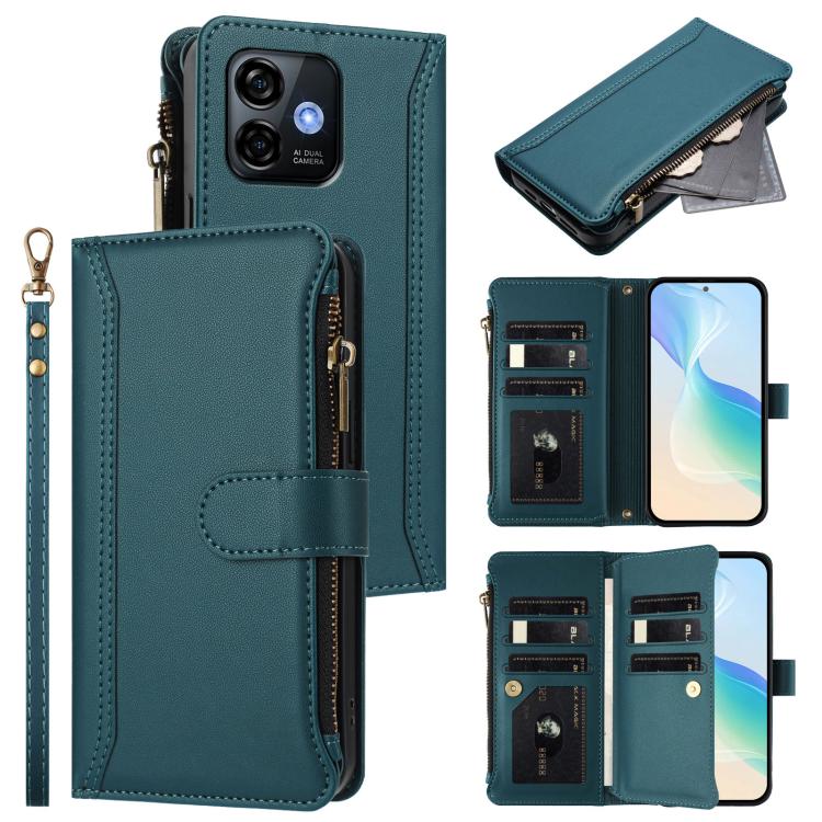 Magnetic Closure 9 Card Slots Zipper Leather Case with Hand Strap, For Ulefone Note 17 Pro, For Ulefone Note 16 Pro, For Ulefone Note 14