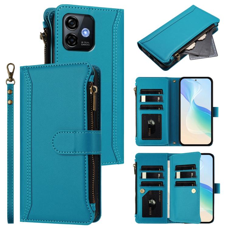 Magnetic Closure 9 Card Slots Zipper Leather Case with Hand Strap, For Ulefone Note 17 Pro, For Ulefone Note 16 Pro, For Ulefone Note 14