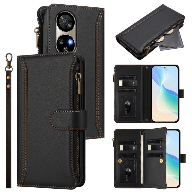 Magnetic Closure 9 Card Slots Zipper Leather Case with Hand Strap, For Ulefone Note 17 Pro, For Ulefone Note 16 Pro, For Ulefone Note 14