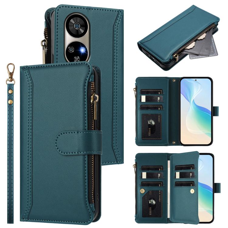 Magnetic Closure 9 Card Slots Zipper Leather Case with Hand Strap, For Ulefone Note 17 Pro, For Ulefone Note 16 Pro, For Ulefone Note 14