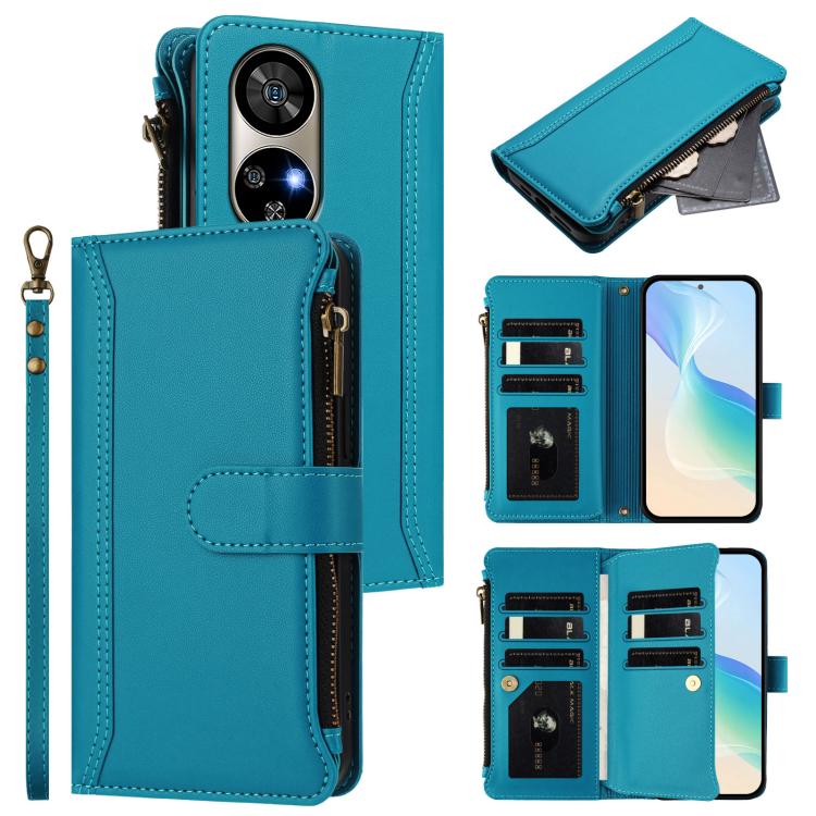 Magnetic Closure 9 Card Slots Zipper Leather Case with Hand Strap, For Ulefone Note 17 Pro, For Ulefone Note 16 Pro, For Ulefone Note 14