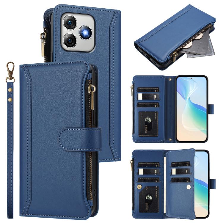 Magnetic Closure 9 Card Slots Zipper Leather Case with Hand Strap, For Ulefone Note 21, For Ulefone Note 18 Ultra / Note 18 Pro, For Ulefone Note 20 Pro, For Ulefone Note 19