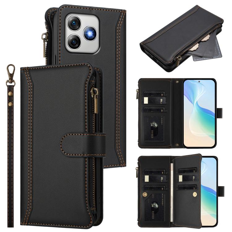 Magnetic Closure 9 Card Slots Zipper Leather Case with Hand Strap, For Ulefone Note 21, For Ulefone Note 18 Ultra / Note 18 Pro, For Ulefone Note 20 Pro, For Ulefone Note 19
