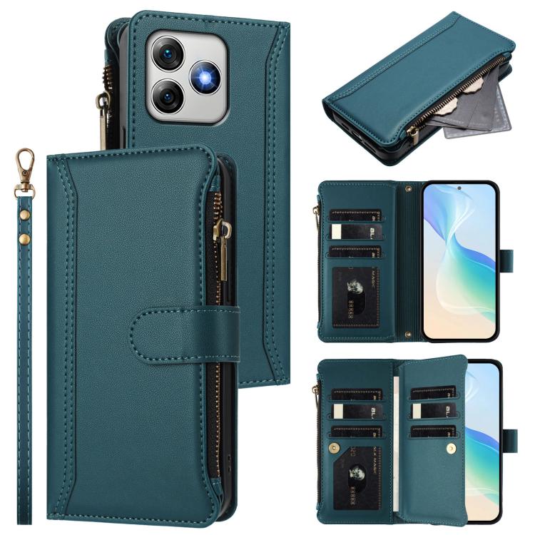 Magnetic Closure 9 Card Slots Zipper Leather Case with Hand Strap, For Ulefone Note 21, For Ulefone Note 18 Ultra / Note 18 Pro, For Ulefone Note 20 Pro, For Ulefone Note 19