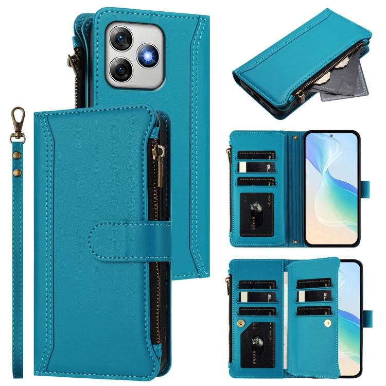 Magnetic Closure 9 Card Slots Zipper Leather Case with Hand Strap, For Ulefone Note 21, For Ulefone Note 18 Ultra / Note 18 Pro, For Ulefone Note 20 Pro, For Ulefone Note 19