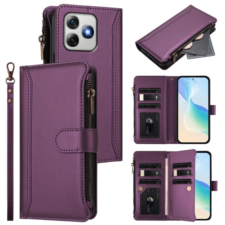 Magnetic Closure 9 Card Slots Zipper Leather Case with Hand Strap, For Ulefone Note 21, For Ulefone Note 18 Ultra / Note 18 Pro, For Ulefone Note 20 Pro, For Ulefone Note 19