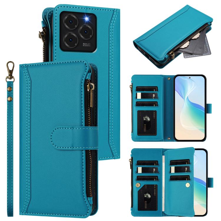 Magnetic Closure 9 Card Slots Zipper Leather Case with Hand Strap, For Ulefone Note 21, For Ulefone Note 18 Ultra / Note 18 Pro, For Ulefone Note 20 Pro, For Ulefone Note 19