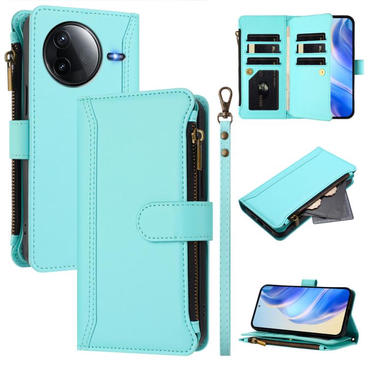Magnetic Closure 9 Card Slots Zipper Leather Case with Hand Strap, For Redmi A5 4G 173.3mm, For Redmi Note 14 4G 164.84mm, For Redmi Note 14 Pro 5G, For Redmi Note 14 5G / Poco M7 Pro 5G