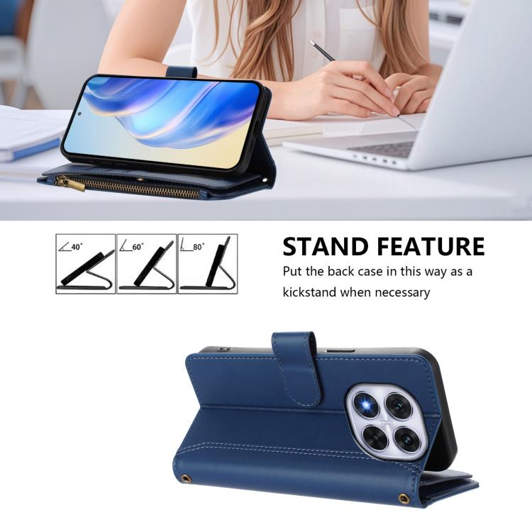 Magnetic Closure 9 Card Slots Zipper Leather Case with Hand Strap, For Redmi K80 / K80 Pro, For Redmi Note 14 Pro 4G, For Redmi Note 14 4G 163.25mm, For Redmi 14C 4G / 14R 5G / A3 Pro