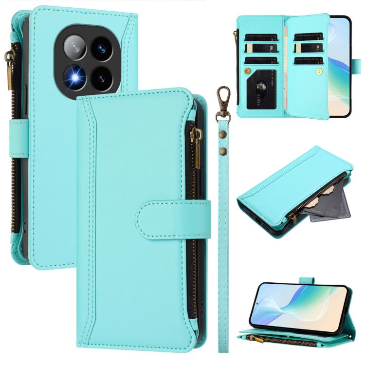 Magnetic Closure 9 Card Slots Zipper Leather Case with Hand Strap, For Redmi K80 / K80 Pro, For Redmi Note 14 Pro 4G, For Redmi Note 14 4G 163.25mm, For Redmi 14C 4G / 14R 5G / A3 Pro