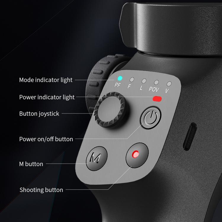FUNSNAP CM8 Smartphone Stabilizer Foldable 3-axis Anti-shake Vlog Shooting Gimbal, AI Version(Black)