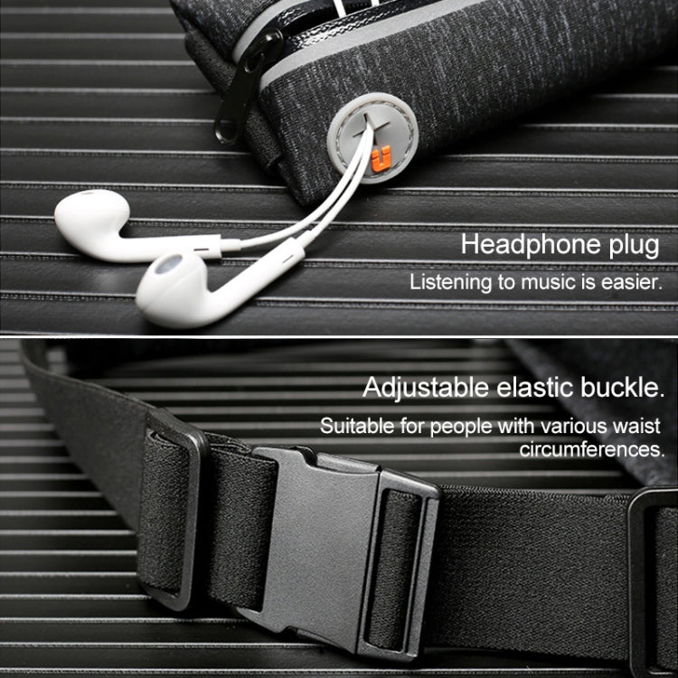 YIPINU YS13 Outdoor Sport Waterproof Waist Bag Invisible Anti-theft Mobile Phone Storage Bag with Earphone Hole(Black)