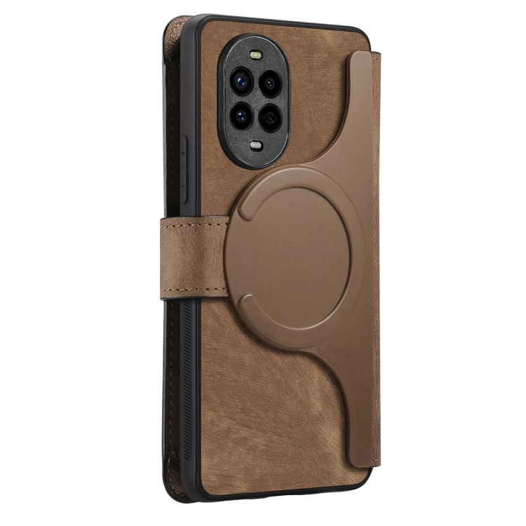 For Huawei nova 13 Pro CaseNeo MagSafe RFID Anti-theft Zipper Wallet Retro Leather Phone Case(Brown)