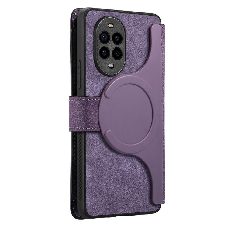 For Huawei nova 13 Pro CaseNeo MagSafe RFID Anti-theft Zipper Wallet Retro Leather Phone Case(Purple)