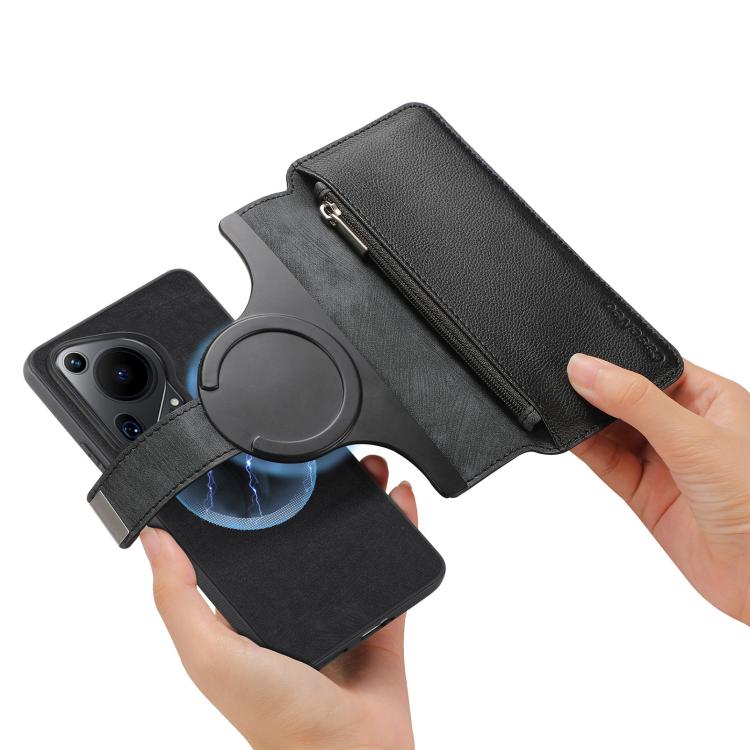 For Huawei Pura 70 Ultra CaseNeo MagSafe RFID Anti-theft Zipper Wallet Retro Leather Phone Case(Black)