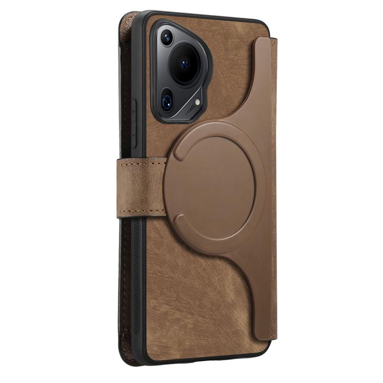 For Huawei Pura 70 Ultra CaseNeo MagSafe RFID Anti-theft Zipper Wallet Retro Leather Phone Case(Brown)