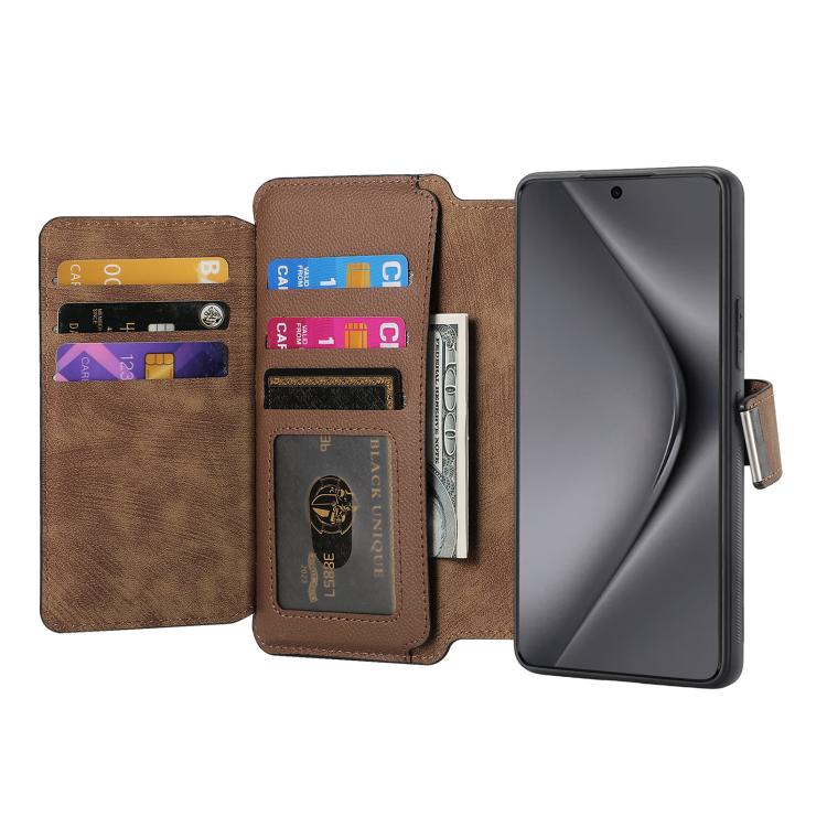 For Huawei Pura 70 Ultra CaseNeo MagSafe RFID Anti-theft Zipper Wallet Retro Leather Phone Case(Brown)