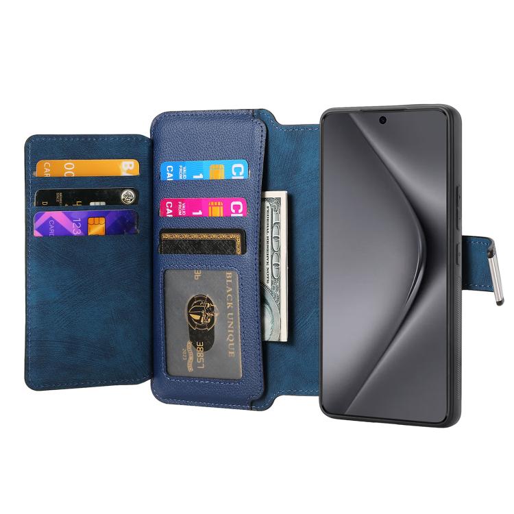 For Huawei Pura 70 Ultra CaseNeo MagSafe RFID Anti-theft Zipper Wallet Retro Leather Phone Case(Blue)