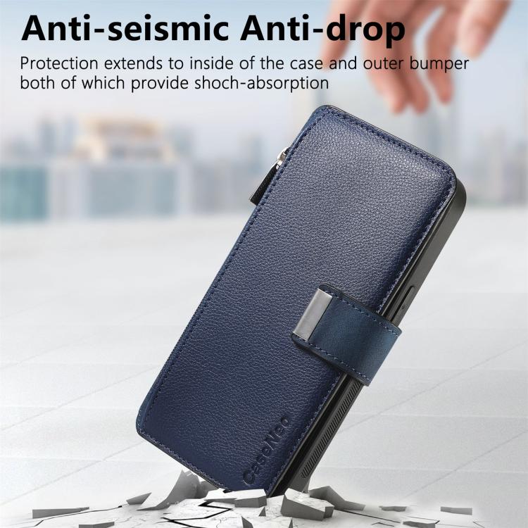 For Huawei Pura 70 Ultra CaseNeo MagSafe RFID Anti-theft Zipper Wallet Retro Leather Phone Case(Blue)