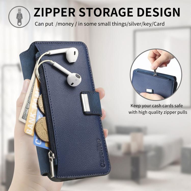 For Huawei nova 13 / 12 CaseNeo MagSafe RFID Anti-theft Zipper Wallet Retro Leather Phone Case(Blue)