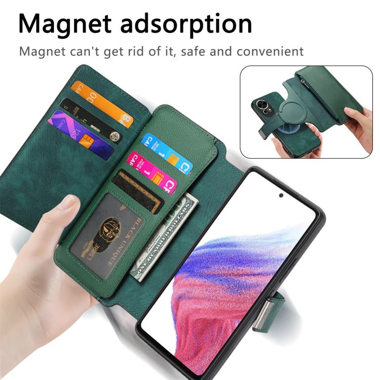 For Huawei nova 13 / 12 CaseNeo MagSafe RFID Anti-theft Zipper Wallet Retro Leather Phone Case(Green)