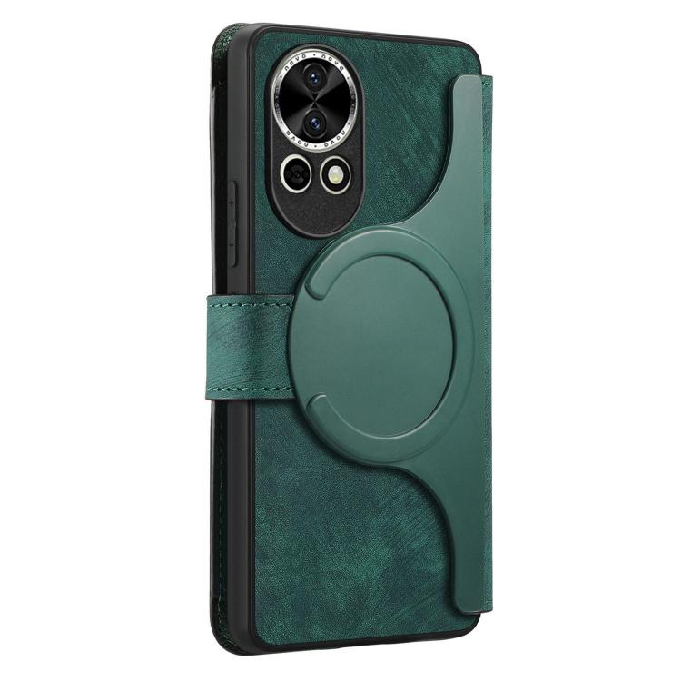 For Huawei nova 13 / 12 CaseNeo MagSafe RFID Anti-theft Zipper Wallet Retro Leather Phone Case(Green)