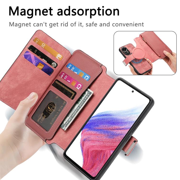 For Huawei nova 13 / 12 CaseNeo MagSafe RFID Anti-theft Zipper Wallet Retro Leather Phone Case(Pink)
