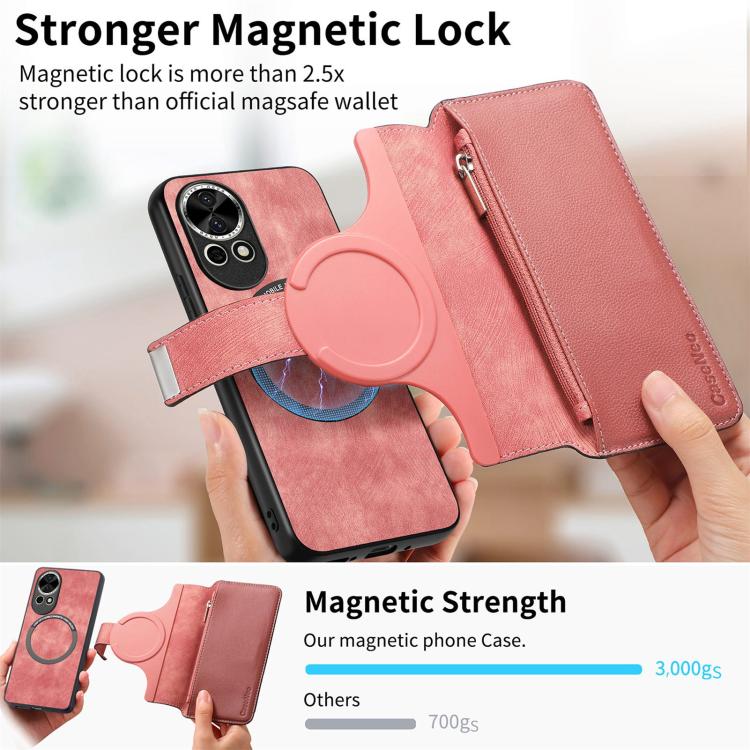 For Huawei nova 13 / 12 CaseNeo MagSafe RFID Anti-theft Zipper Wallet Retro Leather Phone Case(Pink)