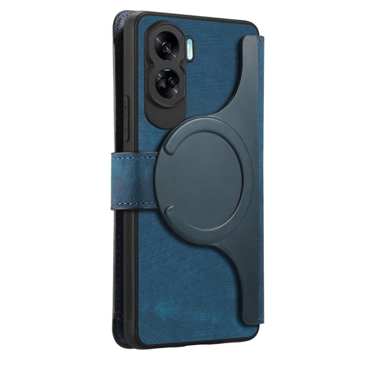 For Honor 90 Lite CaseNeo MagSafe RFID Anti-theft Zipper Wallet Retro Leather Phone Case(Blue)