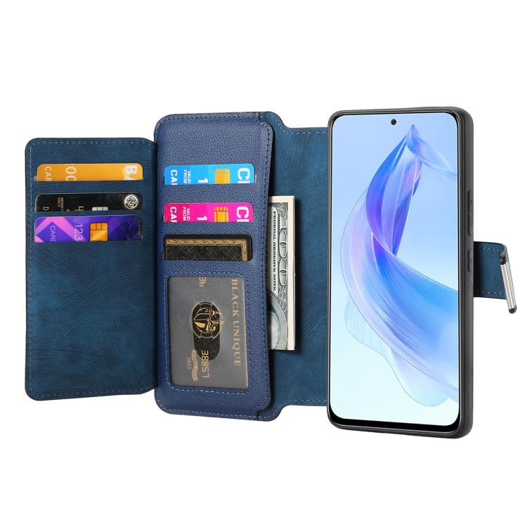 For Honor 90 Lite CaseNeo MagSafe RFID Anti-theft Zipper Wallet Retro Leather Phone Case(Blue)