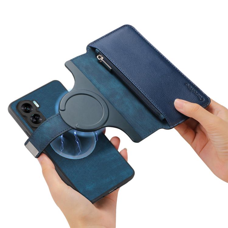 For Honor 90 Lite CaseNeo MagSafe RFID Anti-theft Zipper Wallet Retro Leather Phone Case(Blue)