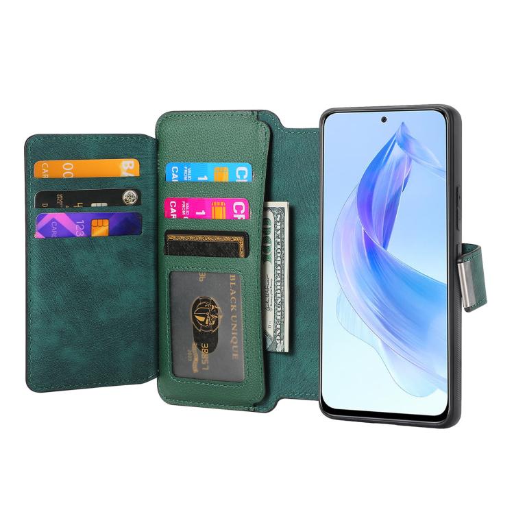 For Honor 90 Lite CaseNeo MagSafe RFID Anti-theft Zipper Wallet Retro Leather Phone Case(Green)