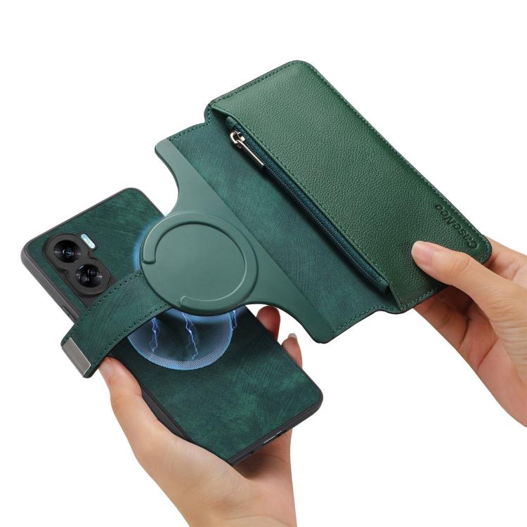 For Honor 90 Lite CaseNeo MagSafe RFID Anti-theft Zipper Wallet Retro Leather Phone Case(Green)