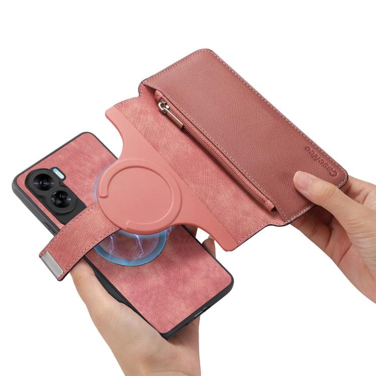 For Honor 90 Lite CaseNeo MagSafe RFID Anti-theft Zipper Wallet Retro Leather Phone Case(Pink)
