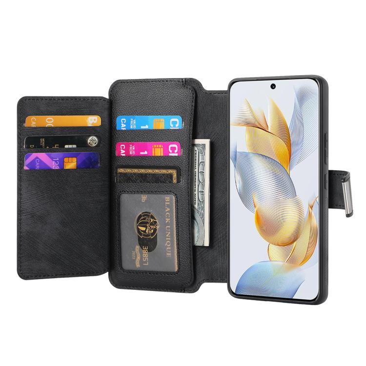 For Honor 90 CaseNeo MagSafe RFID Anti-theft Zipper Wallet Retro Leather Phone Case(Black)