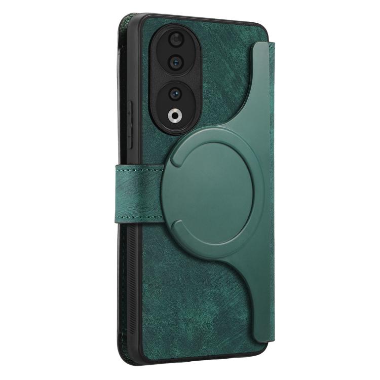 For Honor 90 CaseNeo MagSafe RFID Anti-theft Zipper Wallet Retro Leather Phone Case(Green)