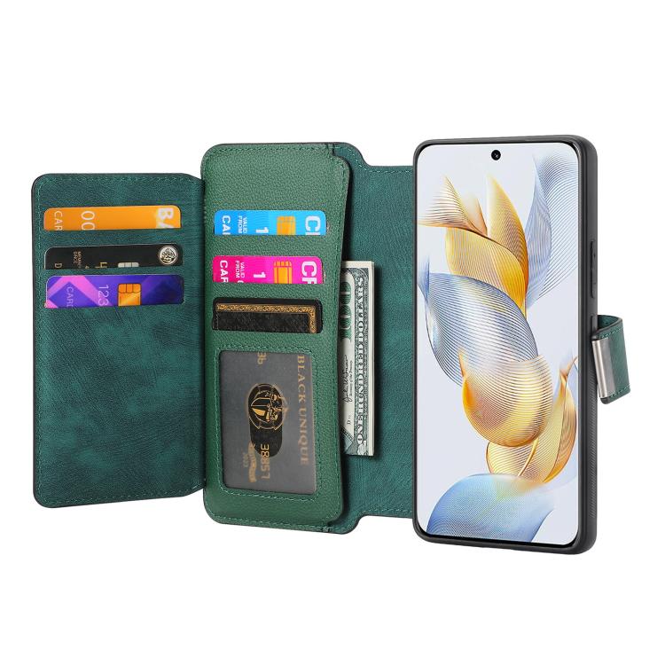 For Honor 90 CaseNeo MagSafe RFID Anti-theft Zipper Wallet Retro Leather Phone Case(Green)