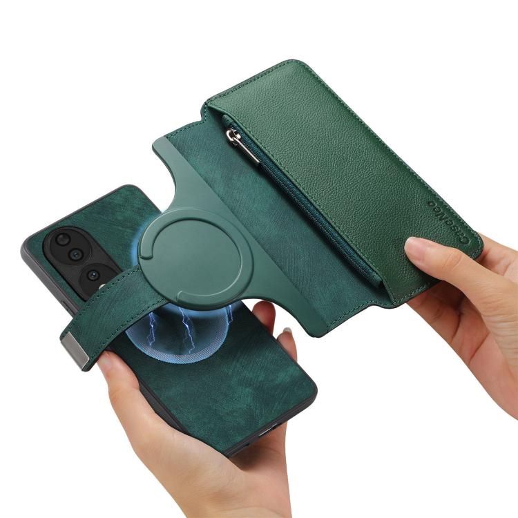 For Honor 90 CaseNeo MagSafe RFID Anti-theft Zipper Wallet Retro Leather Phone Case(Green)