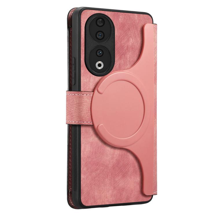 For Honor 90 CaseNeo MagSafe RFID Anti-theft Zipper Wallet Retro Leather Phone Case(Pink)