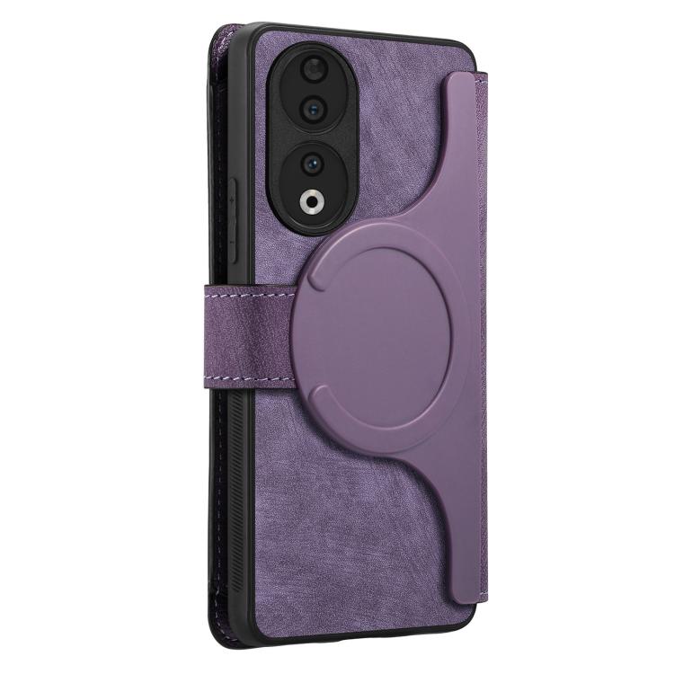 For Honor 90 CaseNeo MagSafe RFID Anti-theft Zipper Wallet Retro Leather Phone Case(Purple)