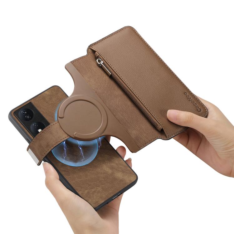 For Honor X7b CaseNeo MagSafe RFID Anti-theft Zipper Wallet Retro Leather Phone Case(Brown)