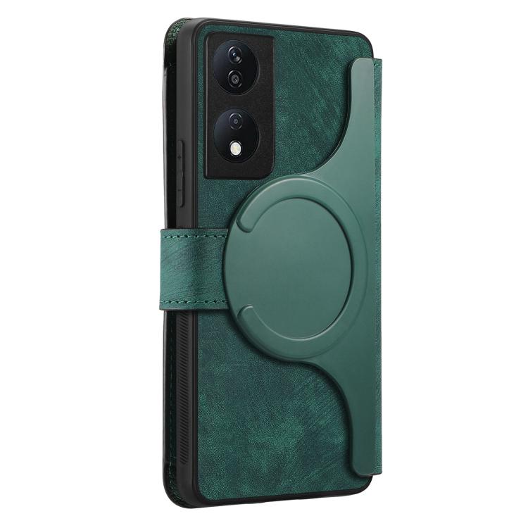For Honor X7b CaseNeo MagSafe RFID Anti-theft Zipper Wallet Retro Leather Phone Case(Green)