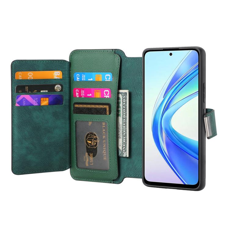 For Honor X7b CaseNeo MagSafe RFID Anti-theft Zipper Wallet Retro Leather Phone Case(Green)